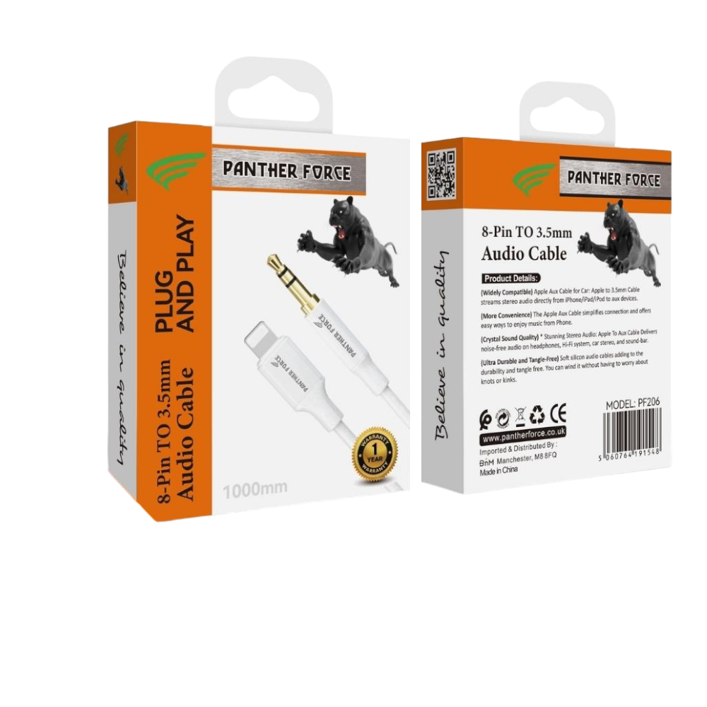 PF206- Panther Force Apple AUX - Fast Charging and Data Transfer for Micro USB Devices PF206- Panther Force Apple AUX - Fast Charging and Data Transfer for Micro USB Devices